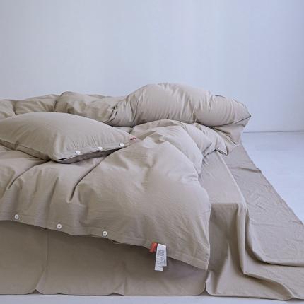 91家纺网 家纺一手货源 找家纺 （总）安莱生活 2023年水洗棉全棉色经色纬高支高密纽扣款工艺四件套