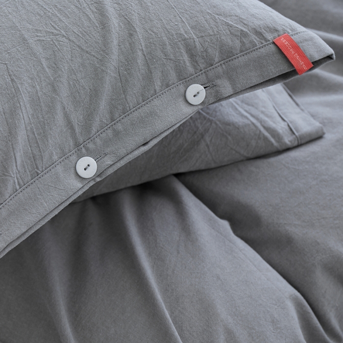 91家纺网 家纺一手货源 找家纺 （总）安莱生活 2023年水洗棉全棉色经色纬高支高密纽扣款工艺四件套