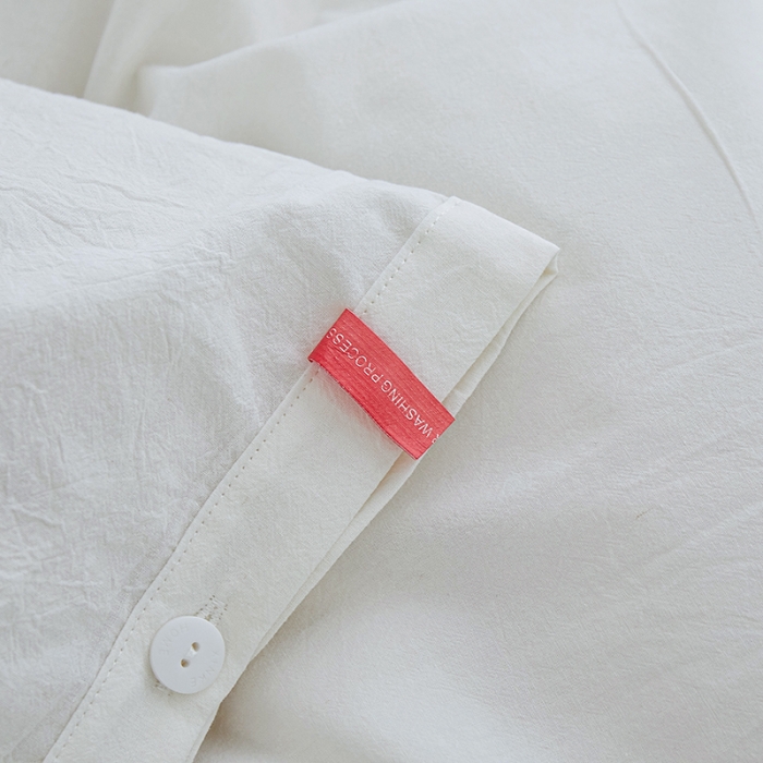 91家纺网 家纺一手货源 找家纺 安莱生活 2023年水洗棉全棉色经色纬高支高密纽扣款工艺四件套 纯白