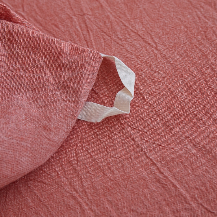 91家纺网 家纺一手货源 找家纺 安莱生活 2023年水洗棉全棉色经色纬高支高密纽扣款工艺四件套 橘红