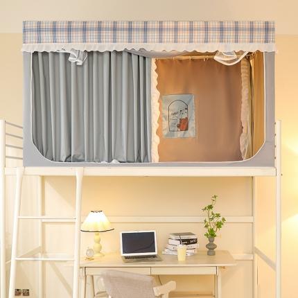 91家纺网 家纺一手货源 找家纺 （总）安金 2023新款涂层99％强遮光学生蚊帐床帘一体格子花边