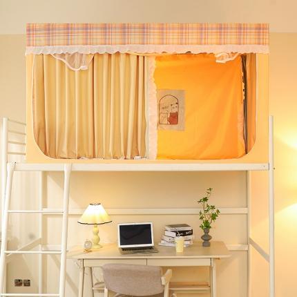 91家纺网 家纺一手货源 找家纺 （总）安金 2023新款涂层99％强遮光学生蚊帐床帘一体格子花边