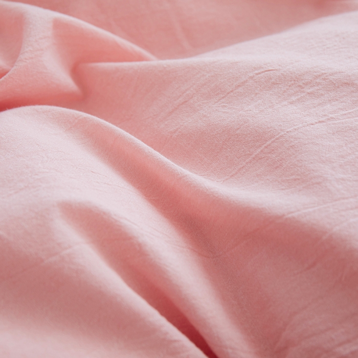 91家纺网 家纺一手货源 找家纺 安莱生活 2023年水洗棉全棉色经色纬高支高密纽扣款工艺四件套 嫩粉