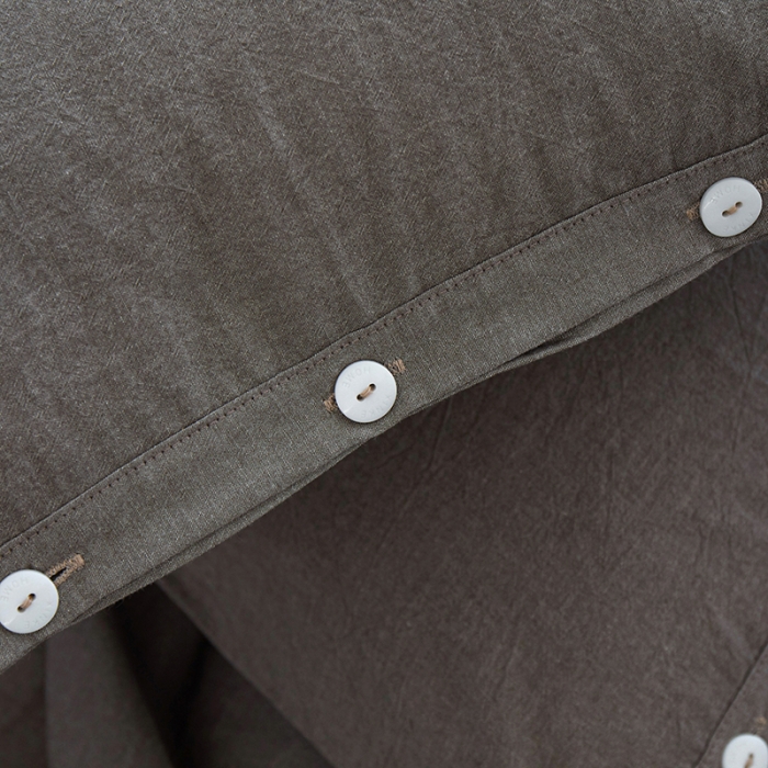 91家纺网 家纺一手货源 找家纺 安莱生活 2023年水洗棉全棉色经色纬高支高密纽扣款工艺四件套 浅咖