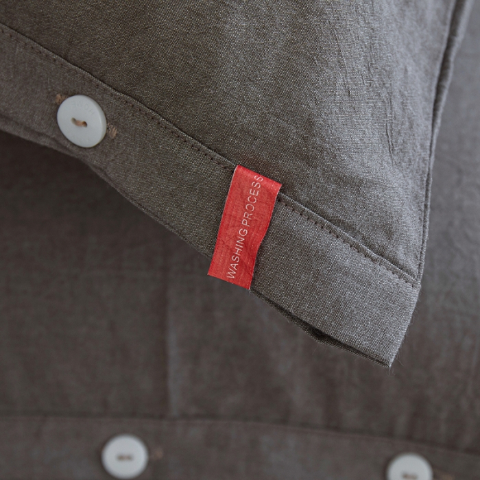 91家纺网 家纺一手货源 找家纺 安莱生活 2023年水洗棉全棉色经色纬高支高密纽扣款工艺四件套 浅咖