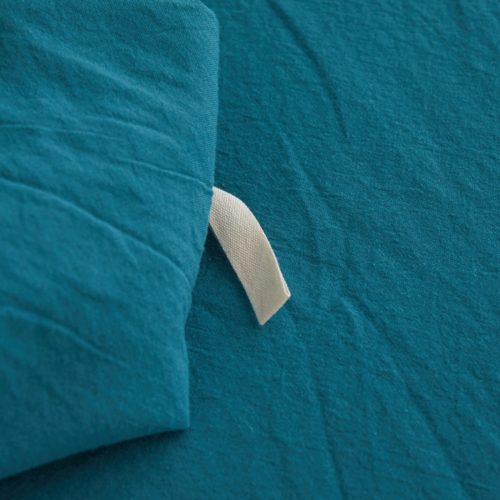 91家纺网 家纺一手货源 找家纺 安莱生活 2023年水洗棉全棉色经色纬高支高密纽扣款工艺四件套 筠雾