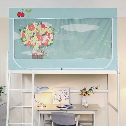 91家纺网 家纺一手货源 找家纺 （总）安金 2023新款涂层99％强遮光学生蚊帐床帘一体印花