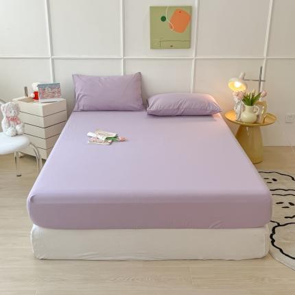 91家纺网 家纺一手货源 找家纺 盼季 2023新款水洗棉床笠三件套防滑床罩席梦思全包围保护套 奶紫