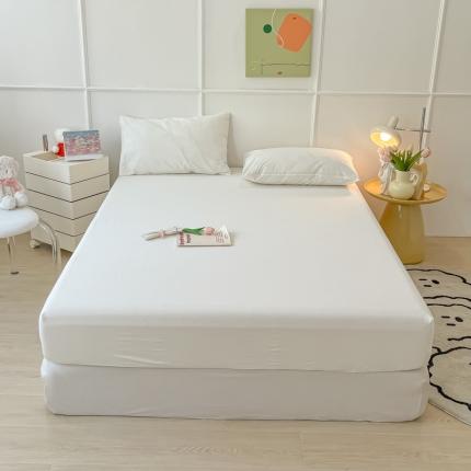 盼季 2023新款水洗棉床笠三件套防滑床罩席梦思全包围保护套 奶白