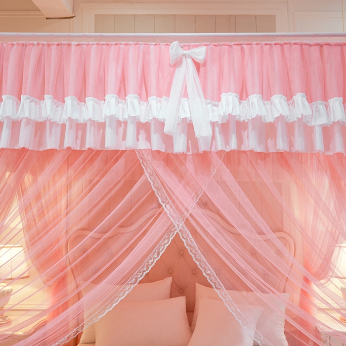 91家纺网 家纺一手货源 找家纺 迪凡保罗 2023新款2313外穿杆防尘顶落地宫廷蚊帐 皮红