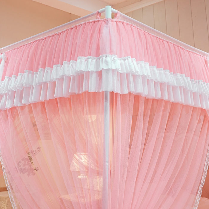 91家纺网 家纺一手货源 找家纺 迪凡保罗 2023新款2313外穿杆防尘顶落地宫廷蚊帐 皮红