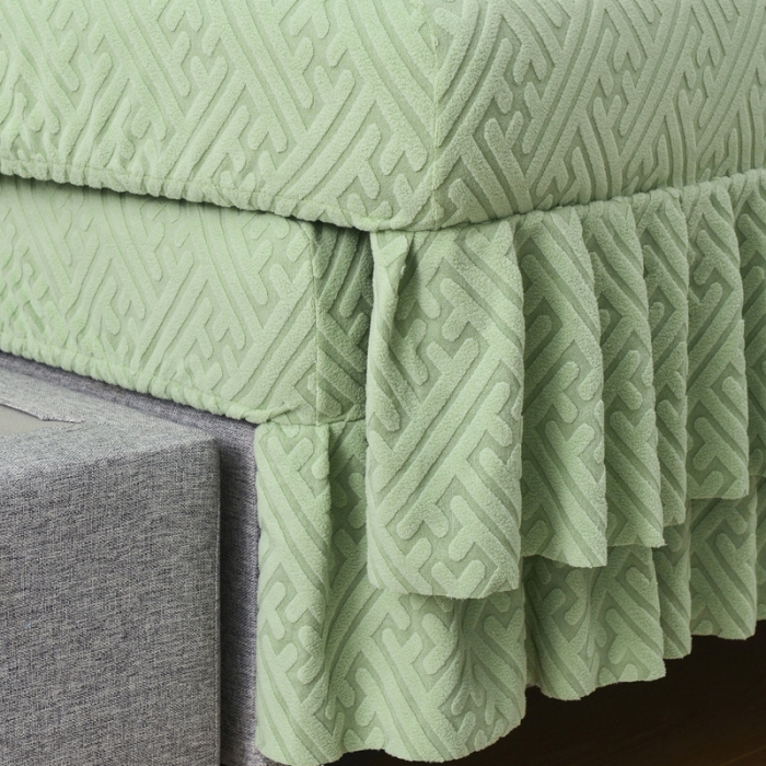 91家纺网 家纺一手货源 找家纺 千彤沙发垫 2023新款裙边-韵律系列沙发套罩-沙发笠 薄荷绿