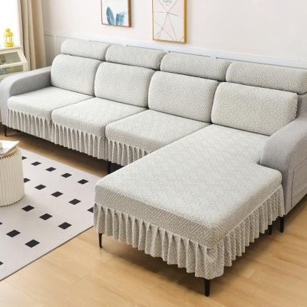 千彤沙发垫 2023新款裙边-韵律系列沙发套罩-沙发笠 银灰