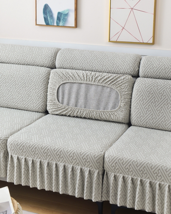 91家纺网 家纺一手货源 找家纺 千彤沙发垫 2023新款裙边-韵律系列沙发套罩-沙发笠 银灰