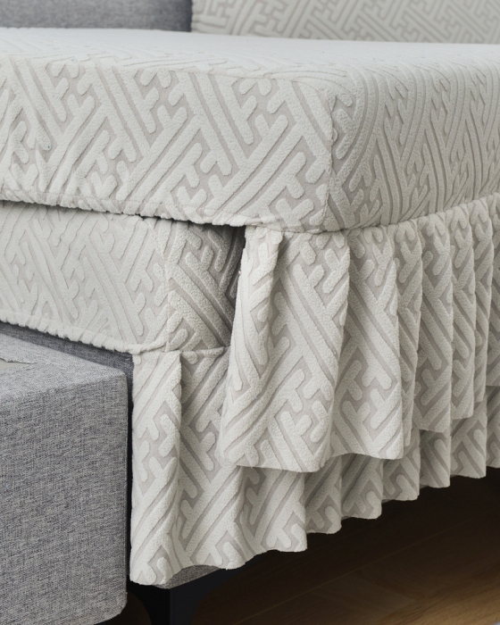 91家纺网 家纺一手货源 找家纺 千彤沙发垫 2023新款裙边-韵律系列沙发套罩-沙发笠 银灰