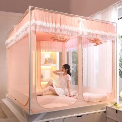 91家纺网 家纺一手货源 找家纺 （总）迪凡保罗 2025新款2314五开门自连接烤漆外穿杆坐床蚊帐