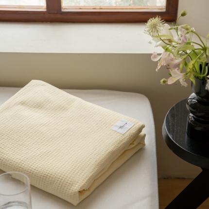 91家纺网 家纺一手货源 找家纺 时光里 2023新款60支全棉华夫格单品被套 奶昔黄