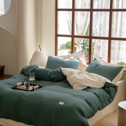 时光里 2023新款60支全棉华夫格单品被套 黛绿