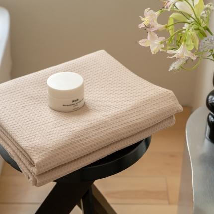 91家纺网 家纺一手货源 找家纺 时光里 2023新款60支全棉华夫格单品床单 卡其