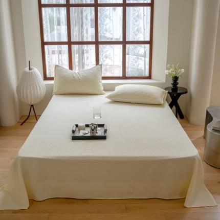 时光里 2023新款60支全棉华夫格单品床单 奶昔黄