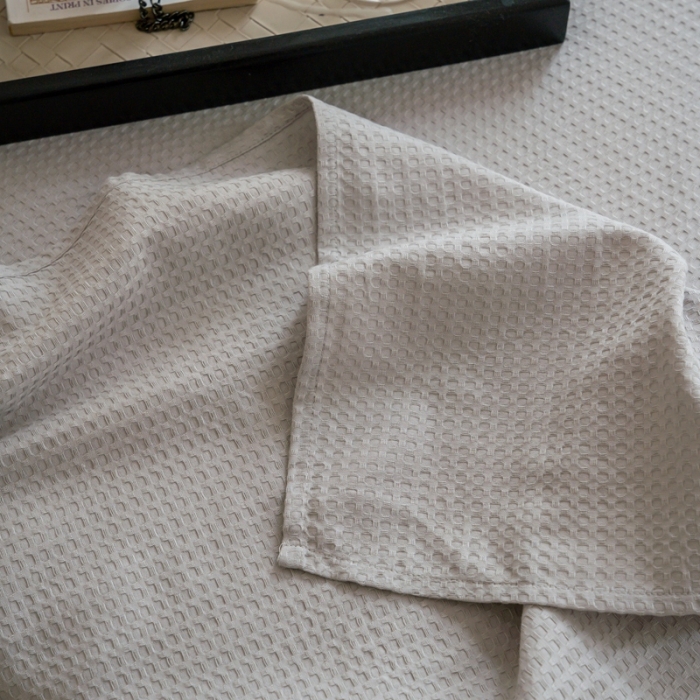 91家纺网 家纺一手货源 找家纺 时光里 2023新款60支全棉华夫格单品床单 浅灰