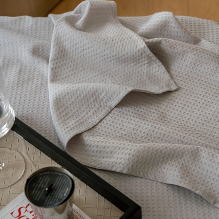 91家纺网 家纺一手货源 找家纺 时光里 2023新款60支全棉华夫格单品床单 浅灰