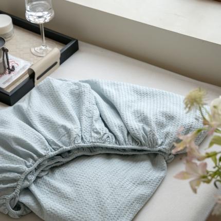 91家纺网 家纺一手货源 找家纺 时光里 2023新款60支全棉华夫格单品床笠 海盐兰