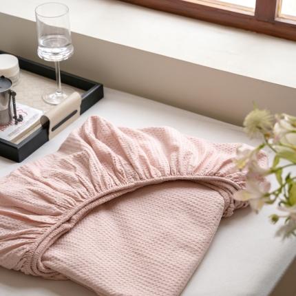 91家纺网 家纺一手货源 找家纺 时光里 2023新款60支全棉华夫格单品床笠 蜜粉