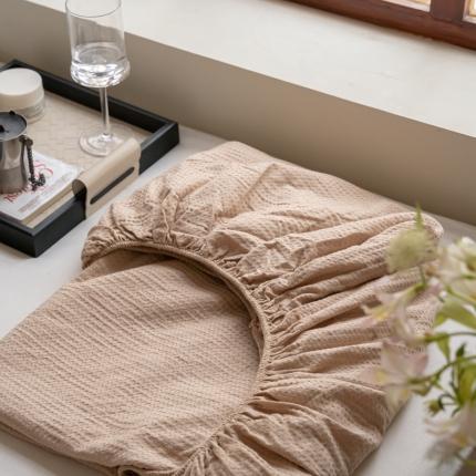 91家纺网 家纺一手货源 找家纺 时光里 2023新款60支全棉华夫格单品床笠 卡其