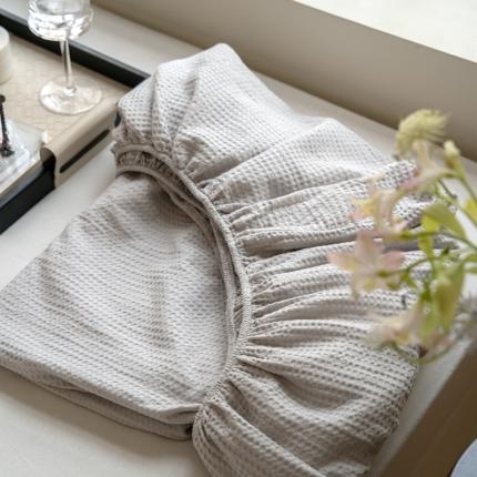 91家纺网 家纺一手货源 找家纺 时光里 2023新款60支全棉华夫格单品床笠 浅灰