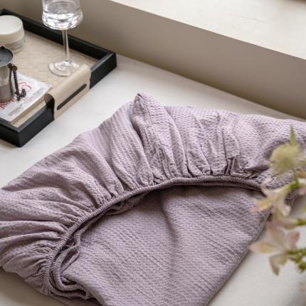 91家纺网 家纺一手货源 找家纺 时光里 2023新款60支全棉华夫格单品床笠 香芋紫