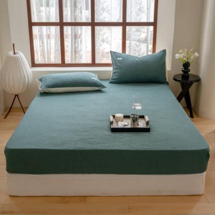 时光里 2023新款60支全棉华夫格单品床笠 黛绿