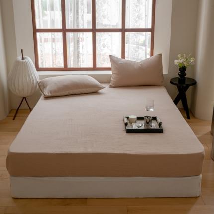 时光里 2023新款60支全棉华夫格单品床笠 卡其