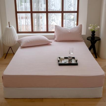 时光里 2023新款60支全棉华夫格单品床笠 蜜粉