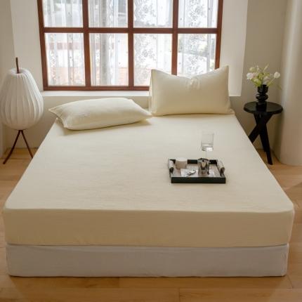 时光里 2023新款60支全棉华夫格单品床笠 奶昔黄