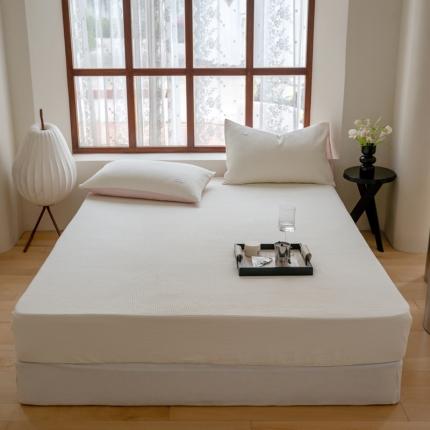 时光里 2023新款60支全棉华夫格单品床笠 奶油白