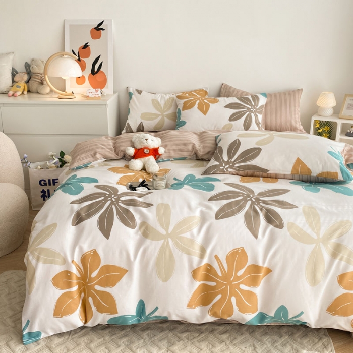 91家纺网 家纺一手货源 找家纺 黑马家居2023新款全棉印花喷气12868套件-四件套  六叶草