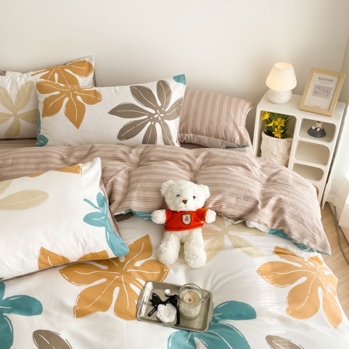 91家纺网 家纺一手货源 找家纺 黑马家居2023新款全棉印花喷气12868套件-四件套  六叶草