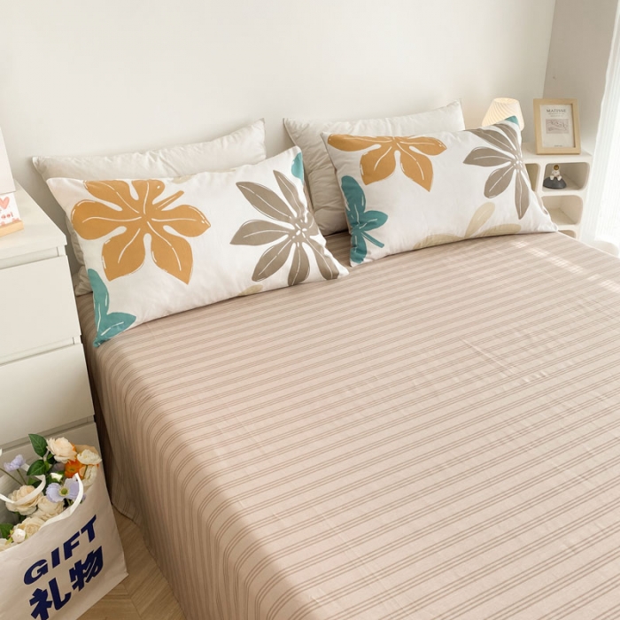 91家纺网 家纺一手货源 找家纺 黑马家居2023新款全棉印花喷气12868套件-四件套  六叶草