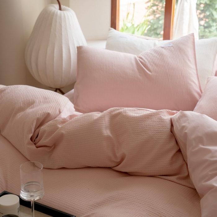 91家纺网 家纺一手货源 找家纺 （总）时光里 2023新款60支全棉华夫格单品枕套