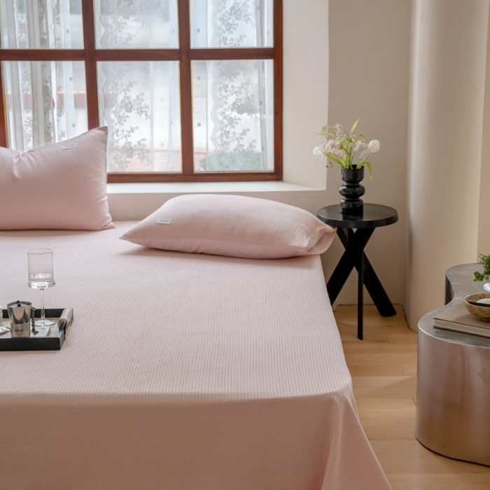 91家纺网 家纺一手货源 找家纺 （总）时光里 2023新款60支全棉华夫格单品枕套