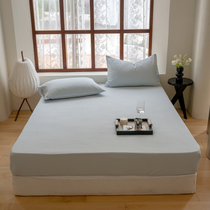 91家纺网 家纺一手货源 找家纺 时光里 2023新款60支全棉华夫格单品枕套 海盐兰