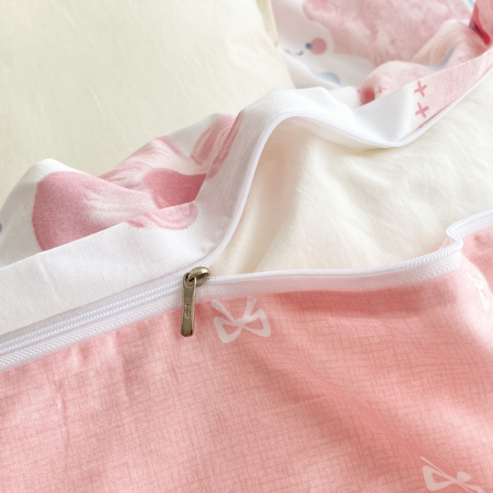 91家纺网 家纺一手货源 找家纺 黑马家居2023新款全棉印花喷气12868套件-四件套 油画小兔