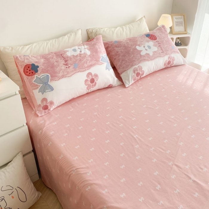 91家纺网 家纺一手货源 找家纺 黑马家居2023新款全棉印花喷气12868套件-四件套 油画小兔