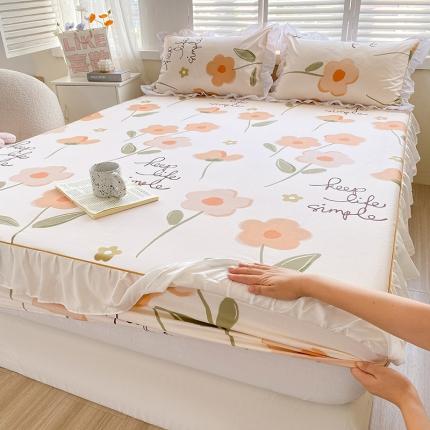 91家纺网 家纺一手货源 找家纺 （总）简宜家居 2023新款40支纯棉小清新A版花边床笠