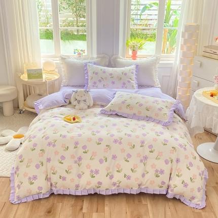 91家纺网 家纺一手货源 找家纺 （总）八十八家纺 2023新款全棉韩版花边四件套