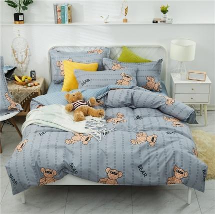 91家纺网 家纺一手货源 找家纺 曼璐家纺 2025新款芦荟棉床笠四件套 酷酷熊