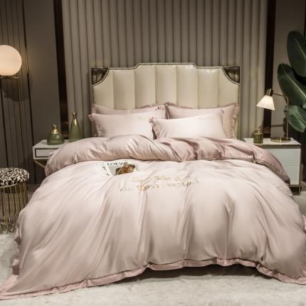 91家纺网 家纺一手货源 找家纺 丝印良品 2023新款水洗真丝盛夏系列单被套四件套 盛夏-粉玉香槟