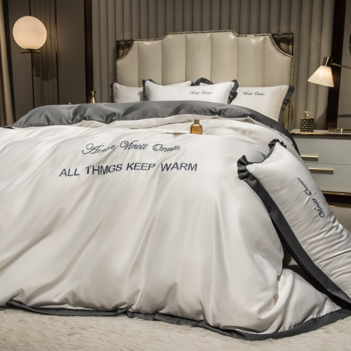 91家纺网 家纺一手货源 找家纺 丝印良品 2023新款水洗真丝盛夏系列单被套四件套 盛夏-珍珠白