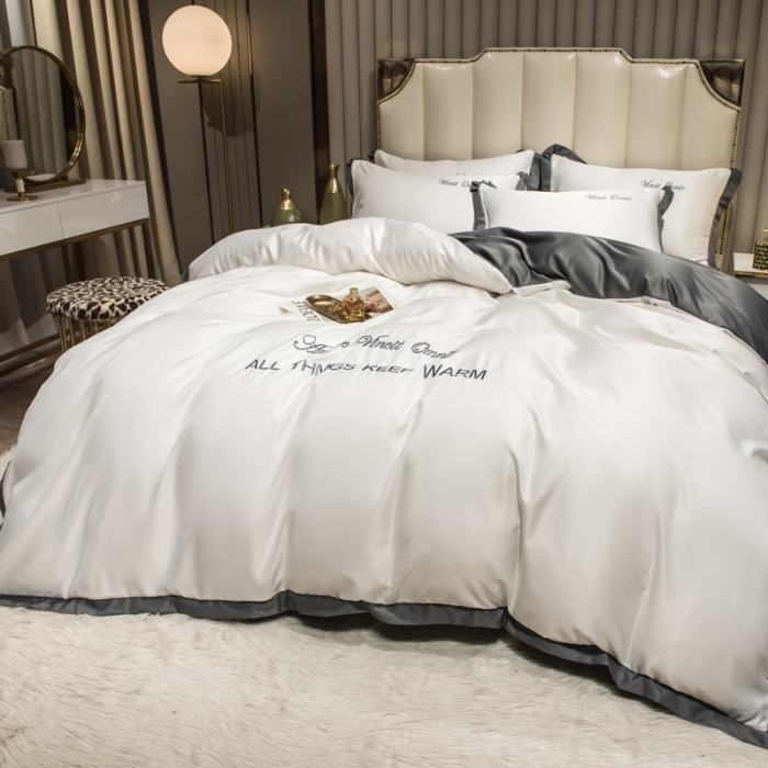 91家纺网 家纺一手货源 找家纺 丝印良品 2023新款水洗真丝盛夏系列单被套四件套 盛夏-珍珠白